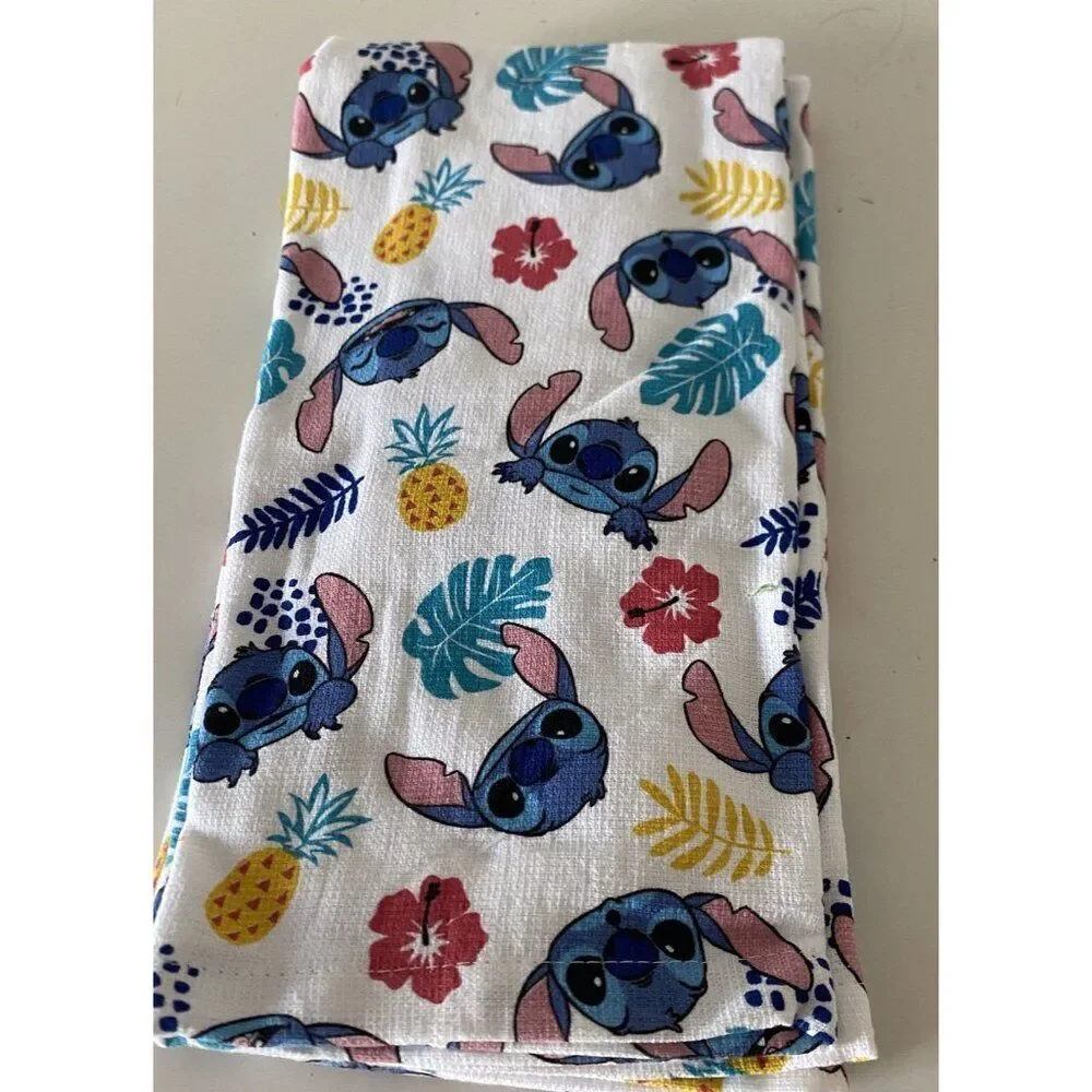 2‎ Pack Disney Stitch Faces Kitchen Towels Pineapple Hibiscus Tropical 16 X 26”